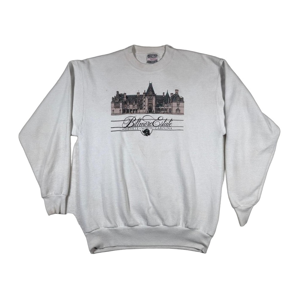 Vintage Biltmore Estate Sweatshirt Asheville North Carolina Graphic White XL